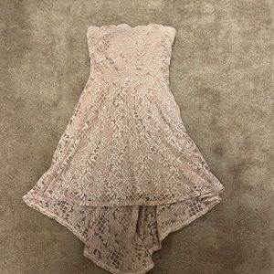 City Triangle beige dress - size 7 (juniors), sparkle, train, strapless